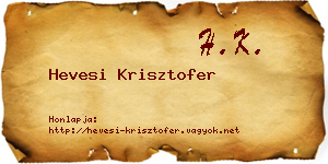Hevesi Krisztofer névjegykártya